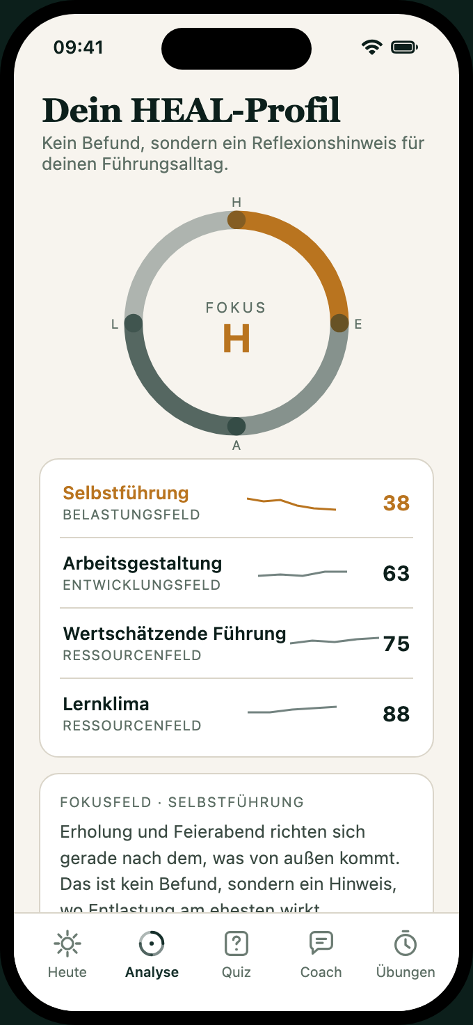 VitaLead App, Screen HEAL-Profil